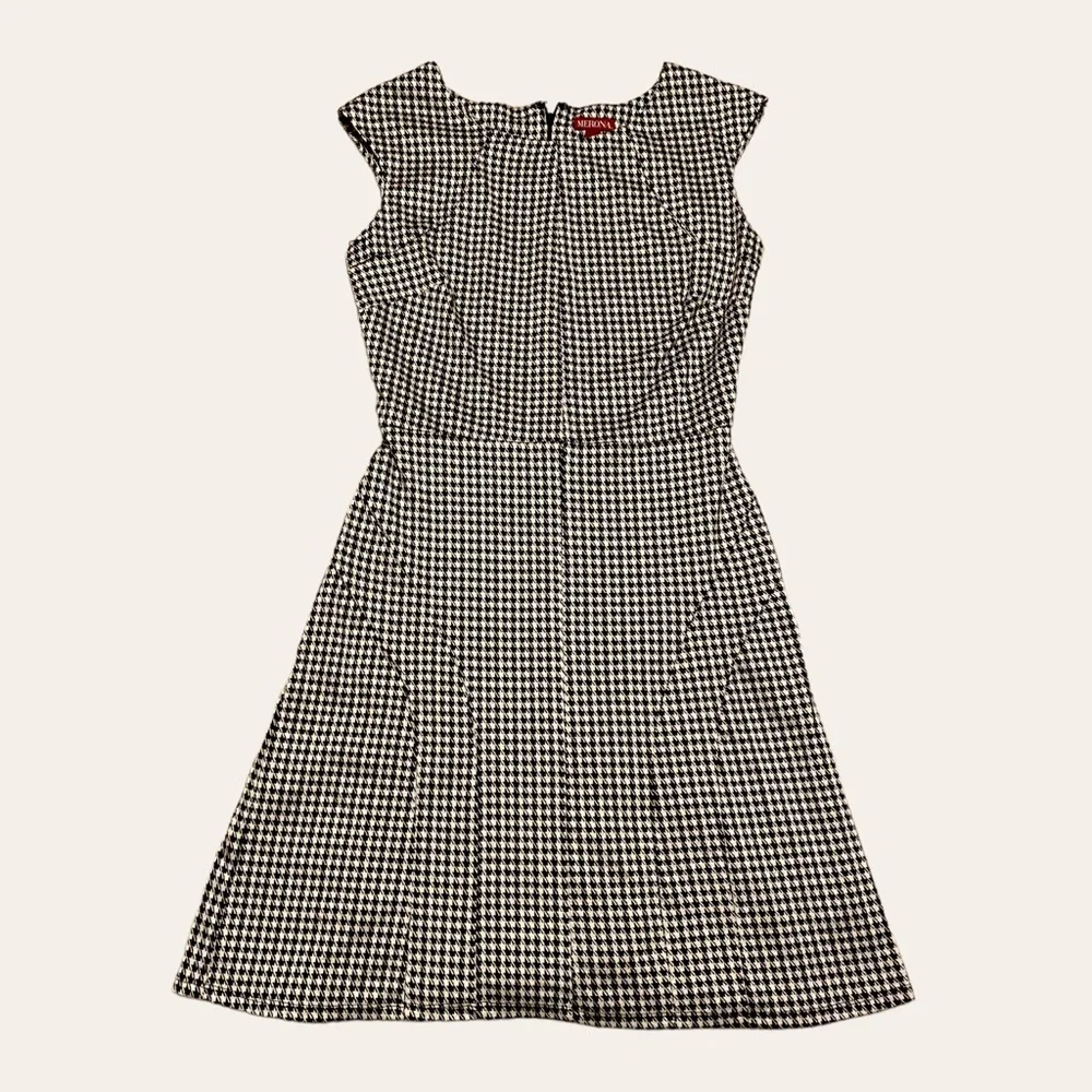 Merona Black and White Houndstooth Midi Dress - Picture 1 of 4